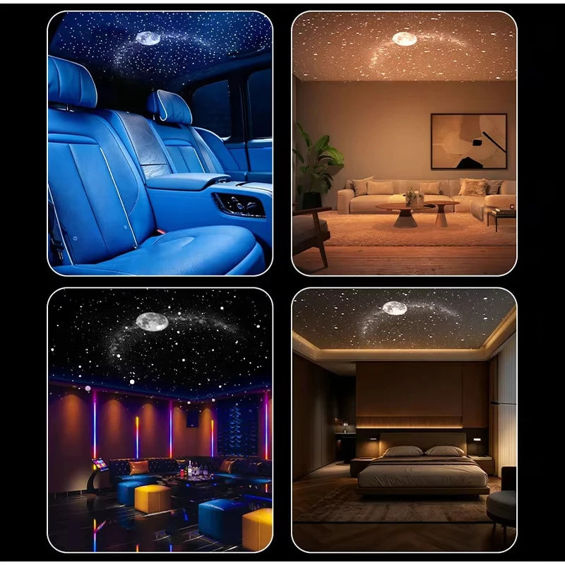 Starry sky projection in a car interior, living room and bedroom
