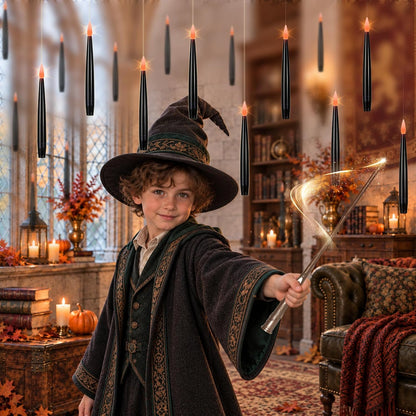 Floating Candles with Wand, Halloween Magic Flameless Candles